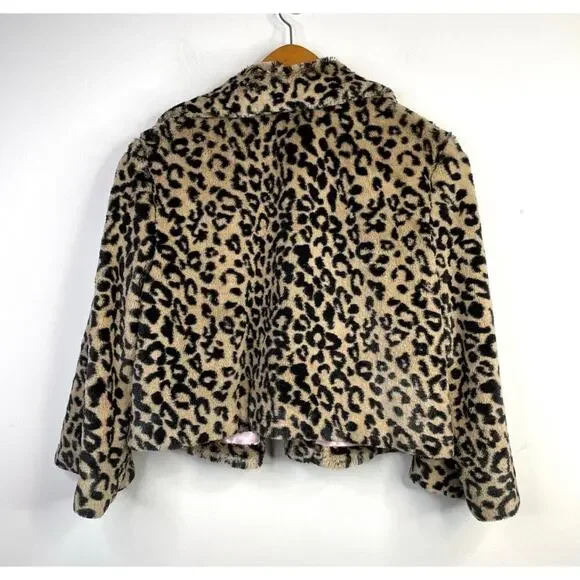 Cabi Lola Retro Cropped Faux Fur Leopard Animal Print Swing Coat Jacket 179 M - Picture 7 of 12